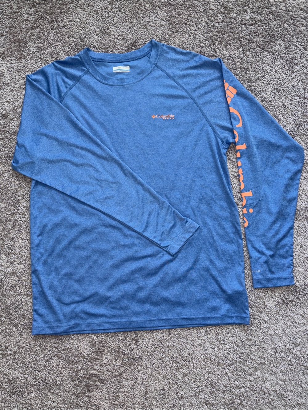 Columbia Long-Sleeve Performance Tee in Blue with Orange Logo